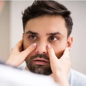 physician doctor doing sinusitis examination picture id